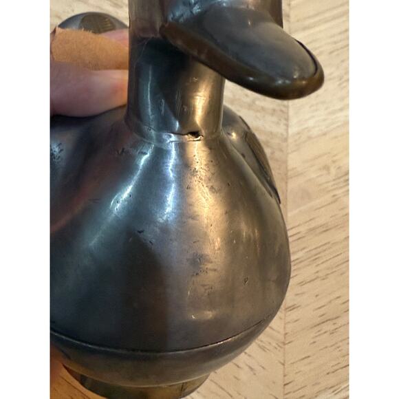 Vintage Brass & Pewter Duck Figure Trinket Box, Men’s Dresser Box - Picture 7 of 9